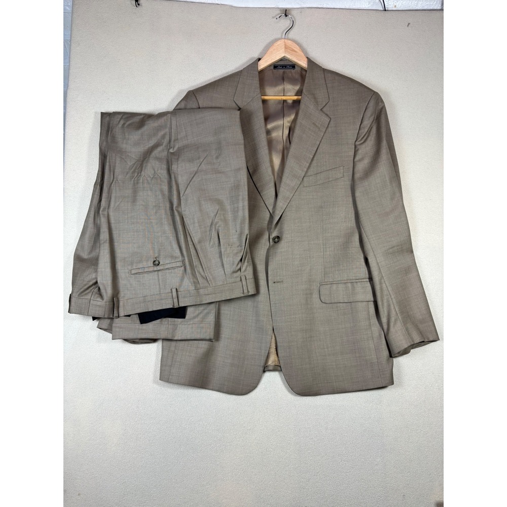 Bachrach Vintage Tan Wool Cashmere Blend Suit Made in Italy Mens 46R 36W
